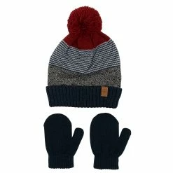 Chaos Youth's Striped Beanie & Mitten Set
