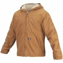 Dickies Men's Sanded-Duck Sherpa-Lined Hooded Jacket