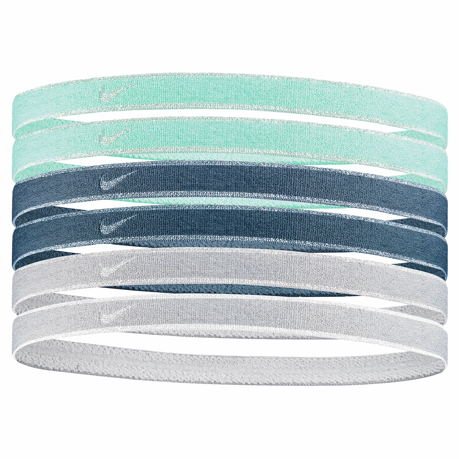 Nike Metallic Swoosh Sport Headbands 2.0 - 6-Pack 3 Nike Metallic Swoosh Sport Headbands 2.0 - 6-Pack